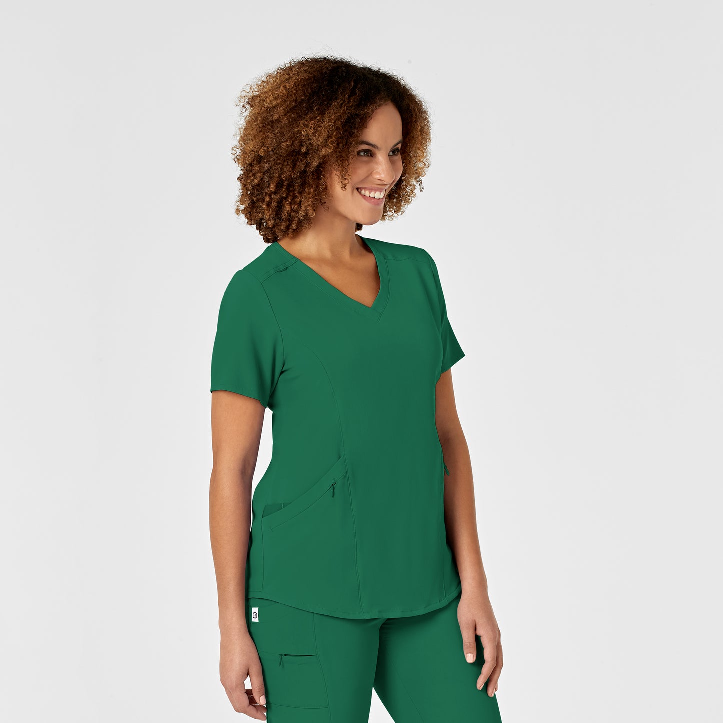 RENEW 6134 V-Neck Scrub Top Hunter Model Image Right Side | Wink