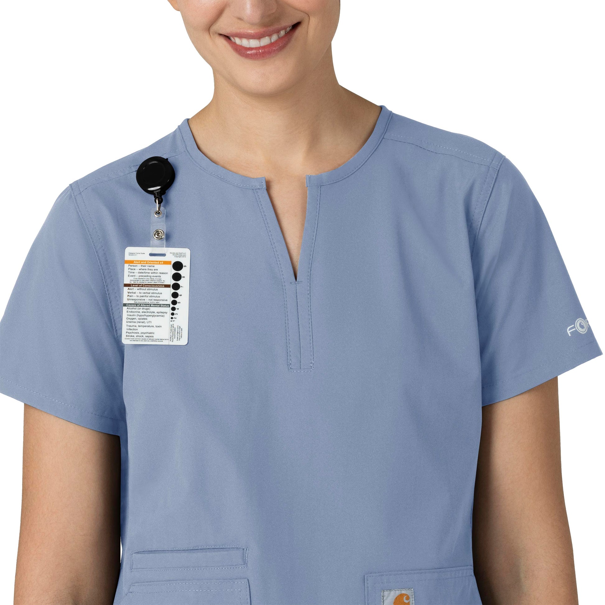 Force Essentials C12213 Notch Neck Tunic Scrub Top Ceil Blue Model Image Alternate | Carhartt