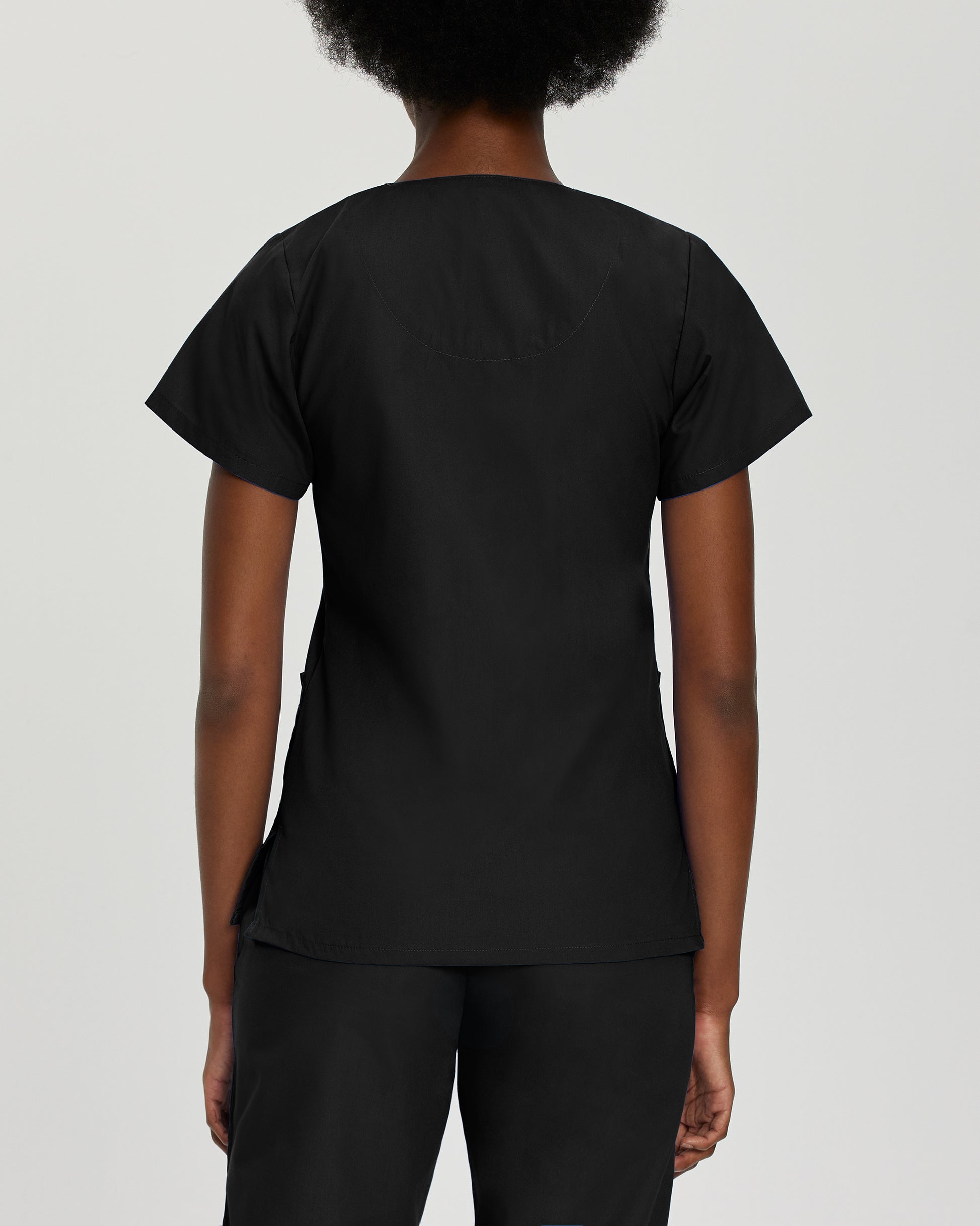 Essentials 8232 Women's 4 Pocket V Neck Scrub Top Black Image