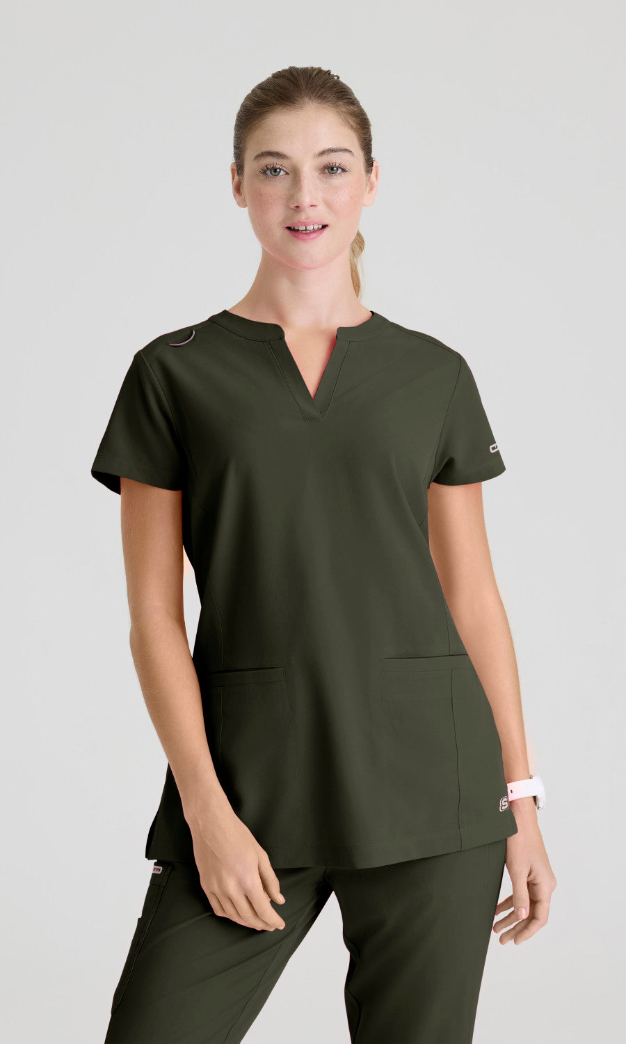 Skechers SKT259 Women's Coast Top in Olive by Barco Model Image Front