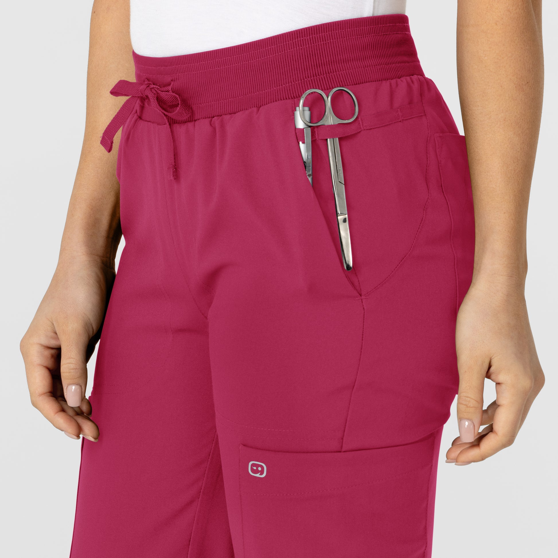 W123 5045 Flex-n-Reach Track Scrub Pants Viva Magenta Model Image Alternate | Wink