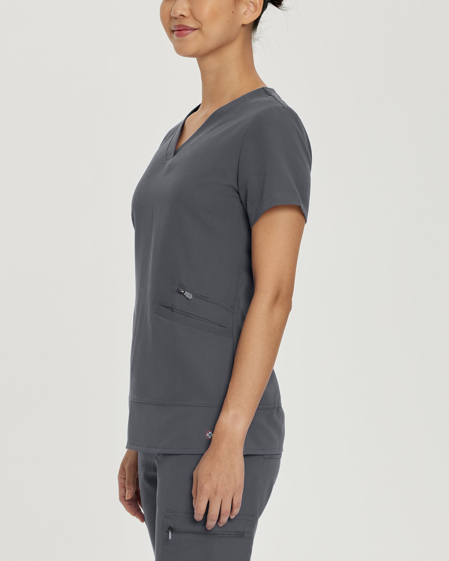 V-Tess 796 Women's 3 Pocket V Neck Scrub Top Dark Pewter Image