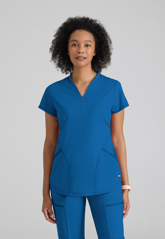 Greys Anatomy Knits GRST249 Define Knit Scrub Top New Royal