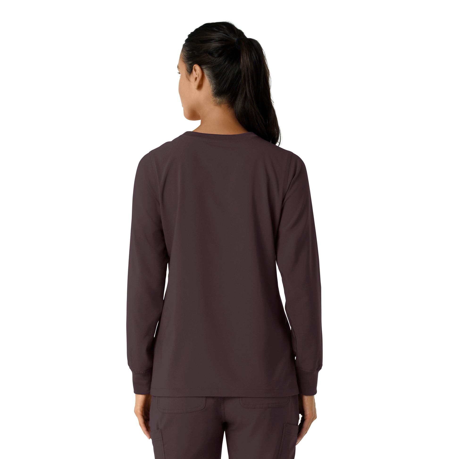 Force Cross-Flex C13610 Women's Crew Neck Long Sleeve Scrub Top Dark Sepia