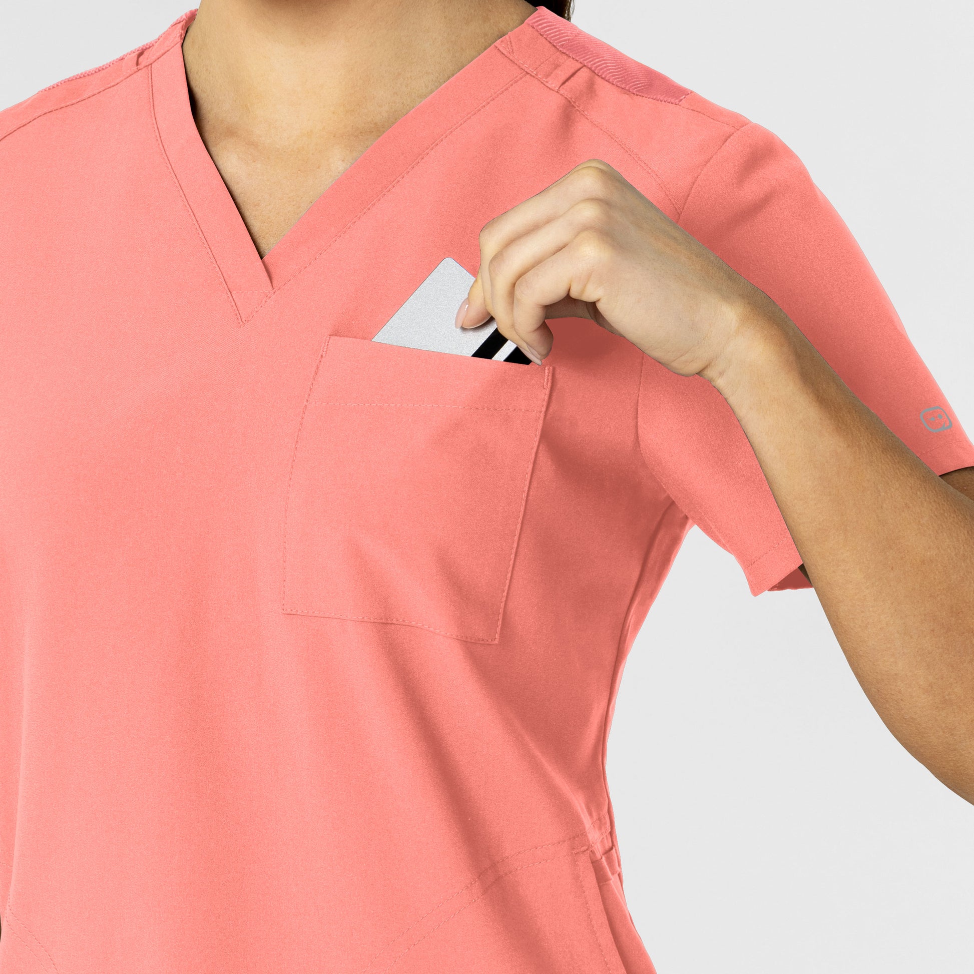 W123 6045 Women's Flex-n-Reach V-Neck Scrub Top Paradise Pink