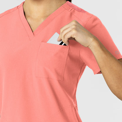 W123 6045 Women's Flex-n-Reach V-Neck Scrub Top Paradise Pink
