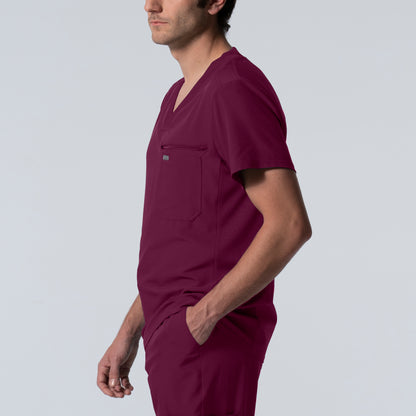 Forward LT111 Men's 2 Pocket V Neck Scrub Top Wine Image