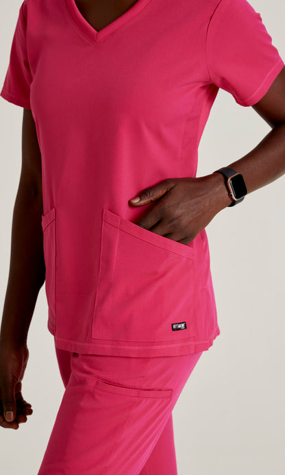 Grey's Anatomy Stretch GRST045 Serena Scrub Top Vibrance Pink