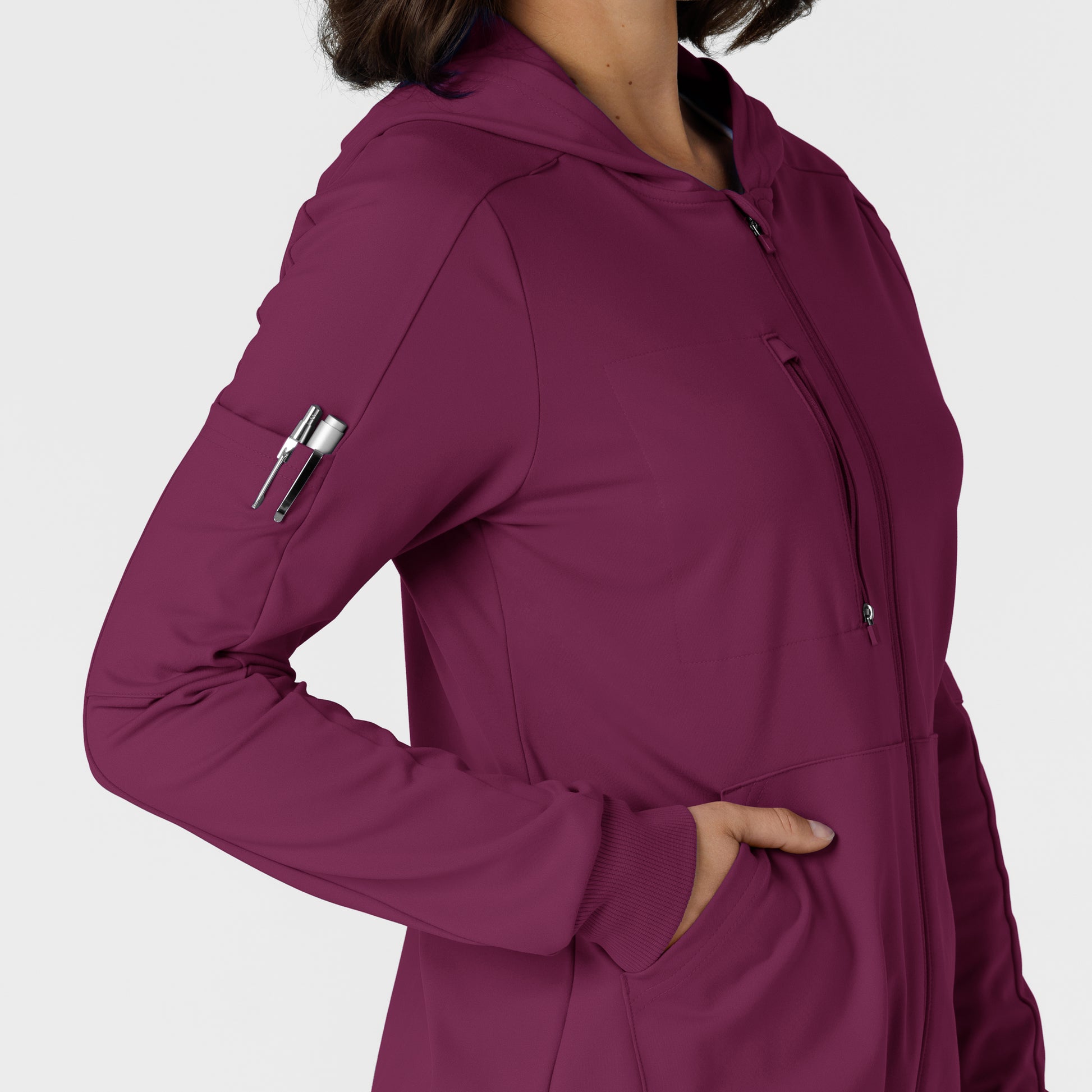 RENEW 8159 Knit Women’s Zip Hoodie Wine Model Image Alternate | Wink