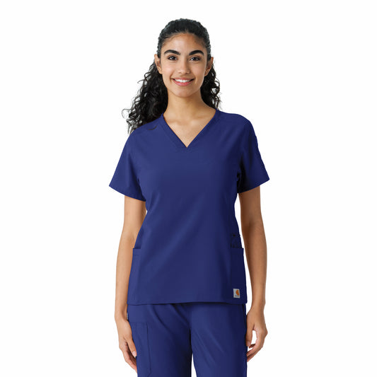 Force Cross-Flex C13310 Women's Knit Panel Scrub Top Galaxy Blue