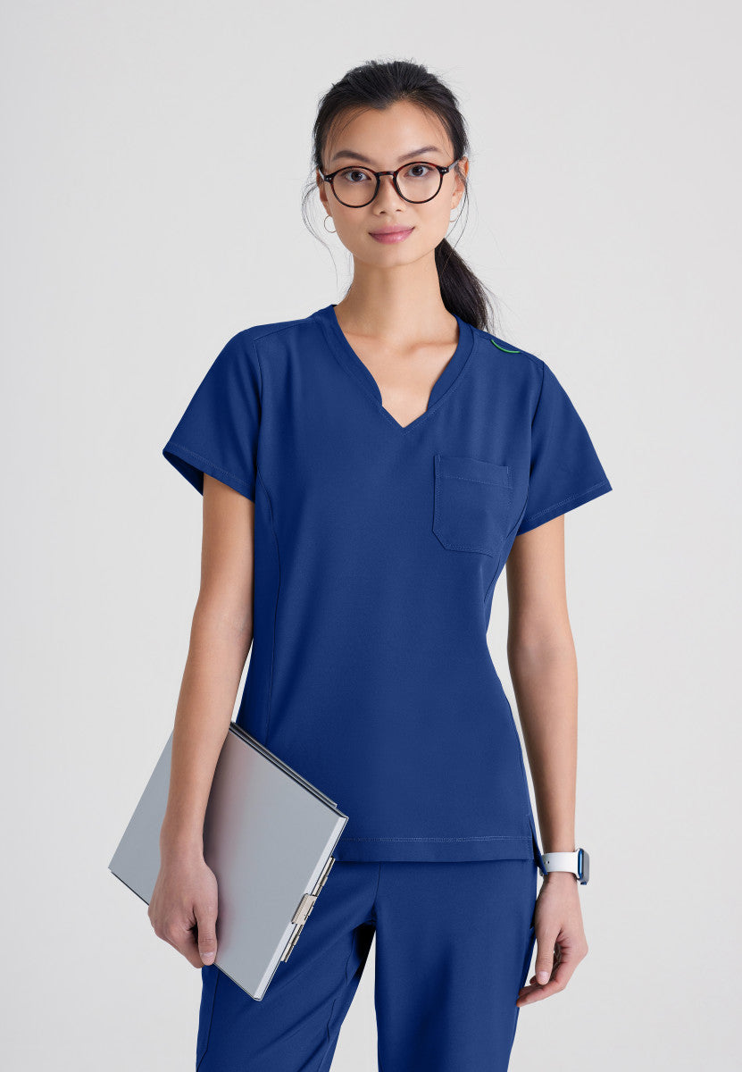 Greys Anatomy Evolve GSST181 Sway Tuck-In Scrub Top Indigo