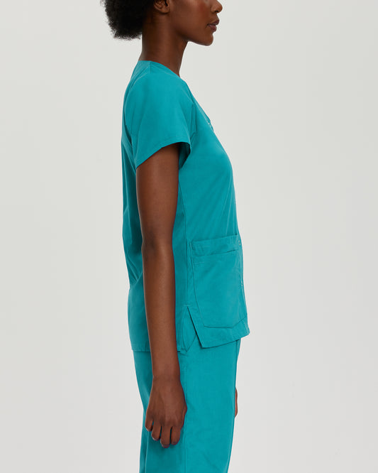 Essentials 8232 Women's 4 Pocket V Neck Scrub Top Teal Image