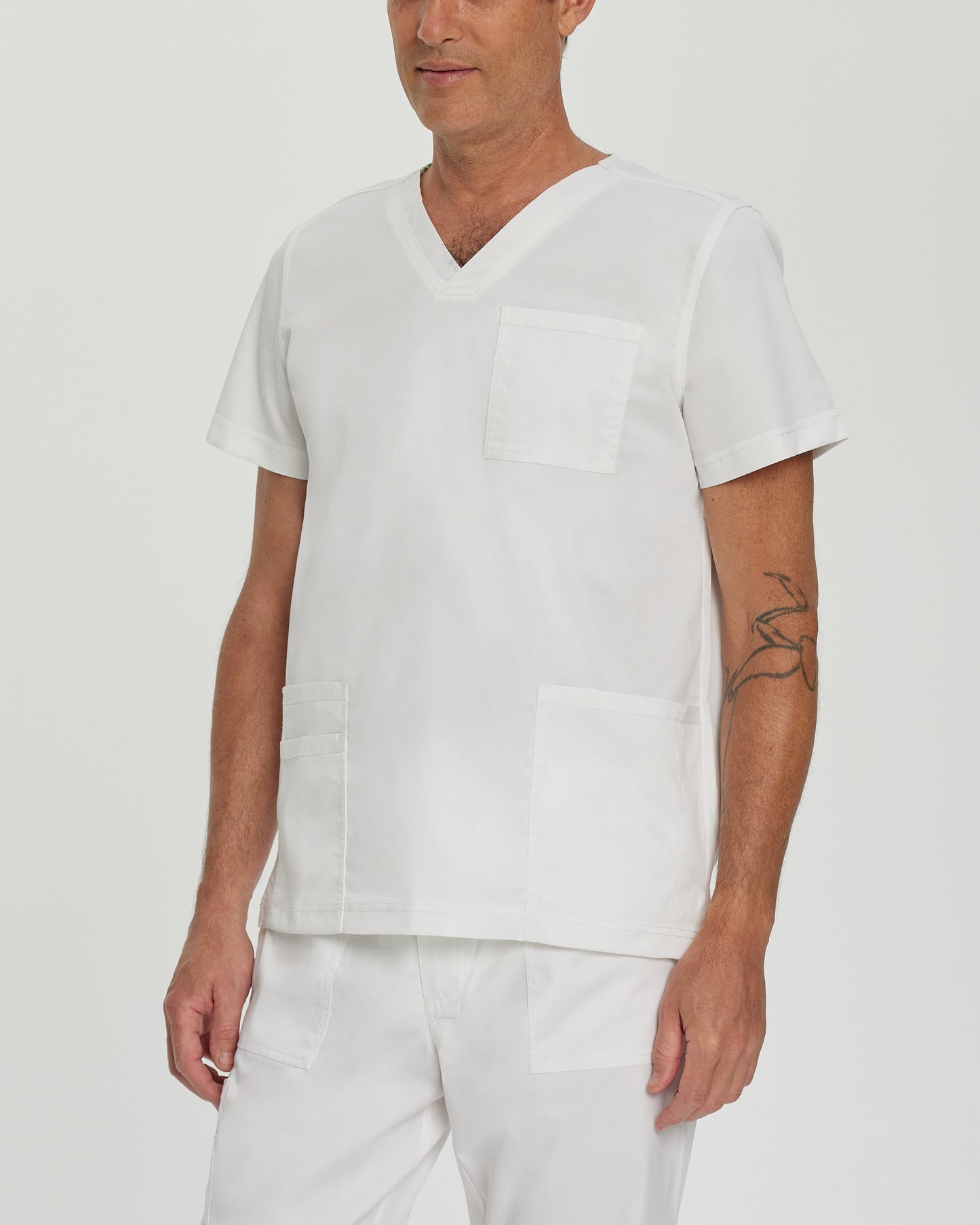 ProFlex 4253 Men's 4 Pocket V Neck Scrub Top White Image