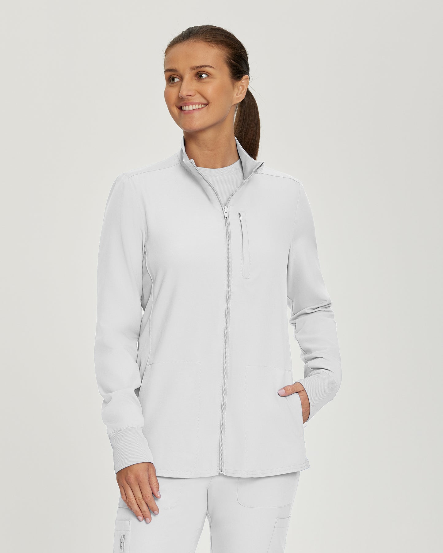 Forward LJ700 Women's 3 Pocket Scrub Jacket White Image