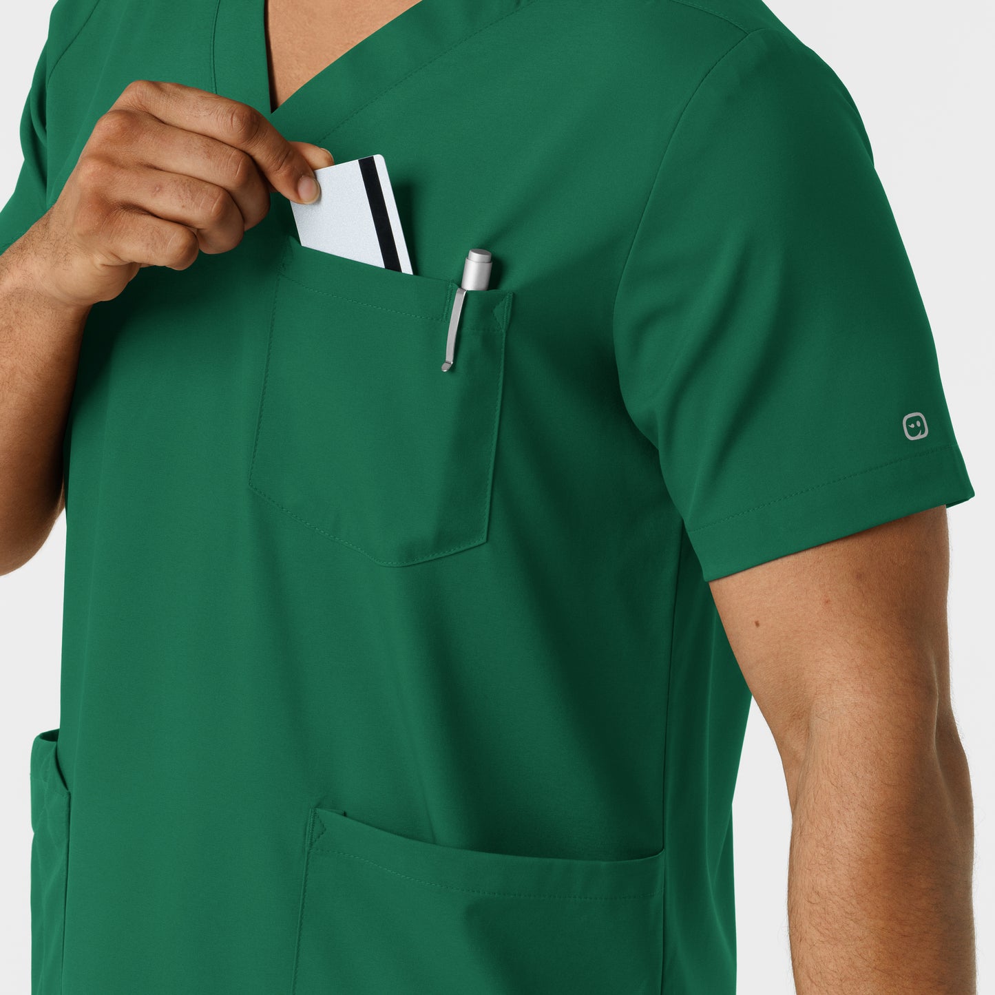 Boundless 6351 Men's Multi Pocket V-Neck Scrub Top Hunter Model Image Alternate | Wink