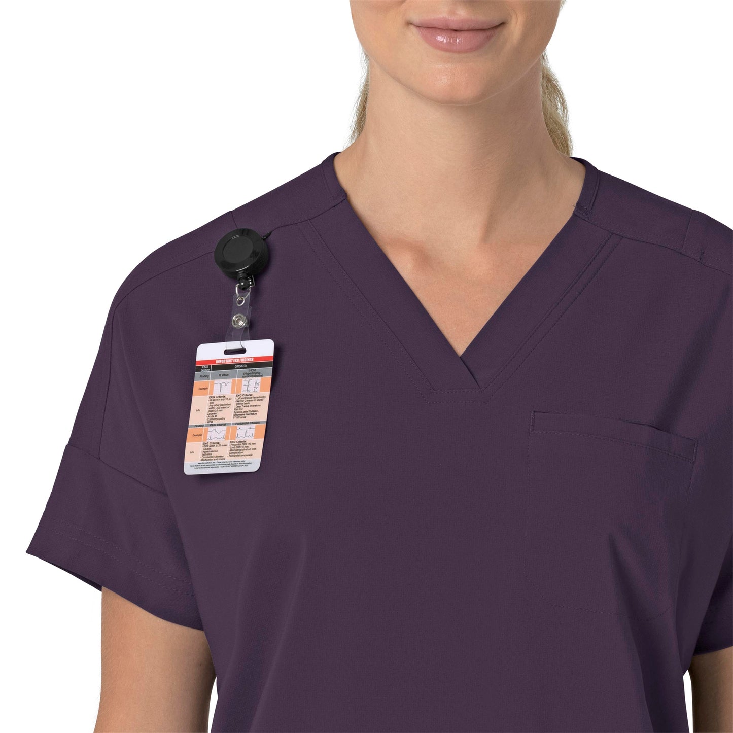 Force Cross-Flex C13110 Oversized V-Neck Scrub Top Black Plum Model Image Alternate | Carhartt