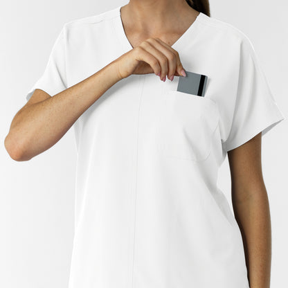 NURTUR 6280 Women's Drop Shoulder Tunic Scrub Top White