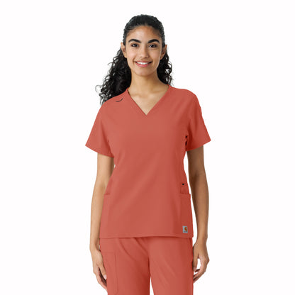 Force Cross-Flex C13310 Women's Knit Panel Scrub Top Dusty Cedar