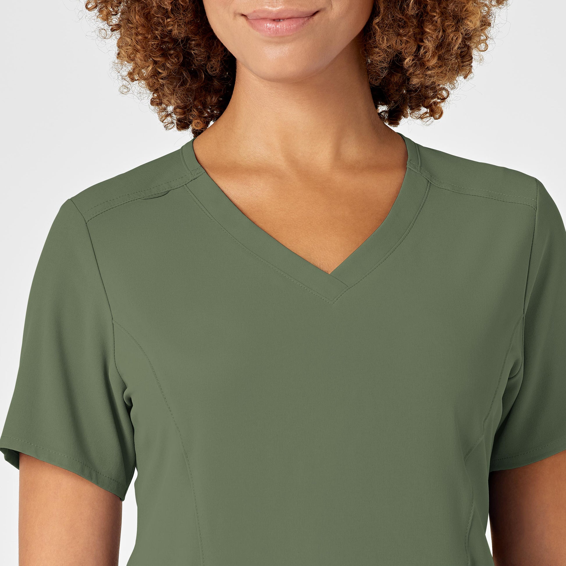 RENEW 6134 V-Neck Scrub Top Olive Model Image Left Side | Wink