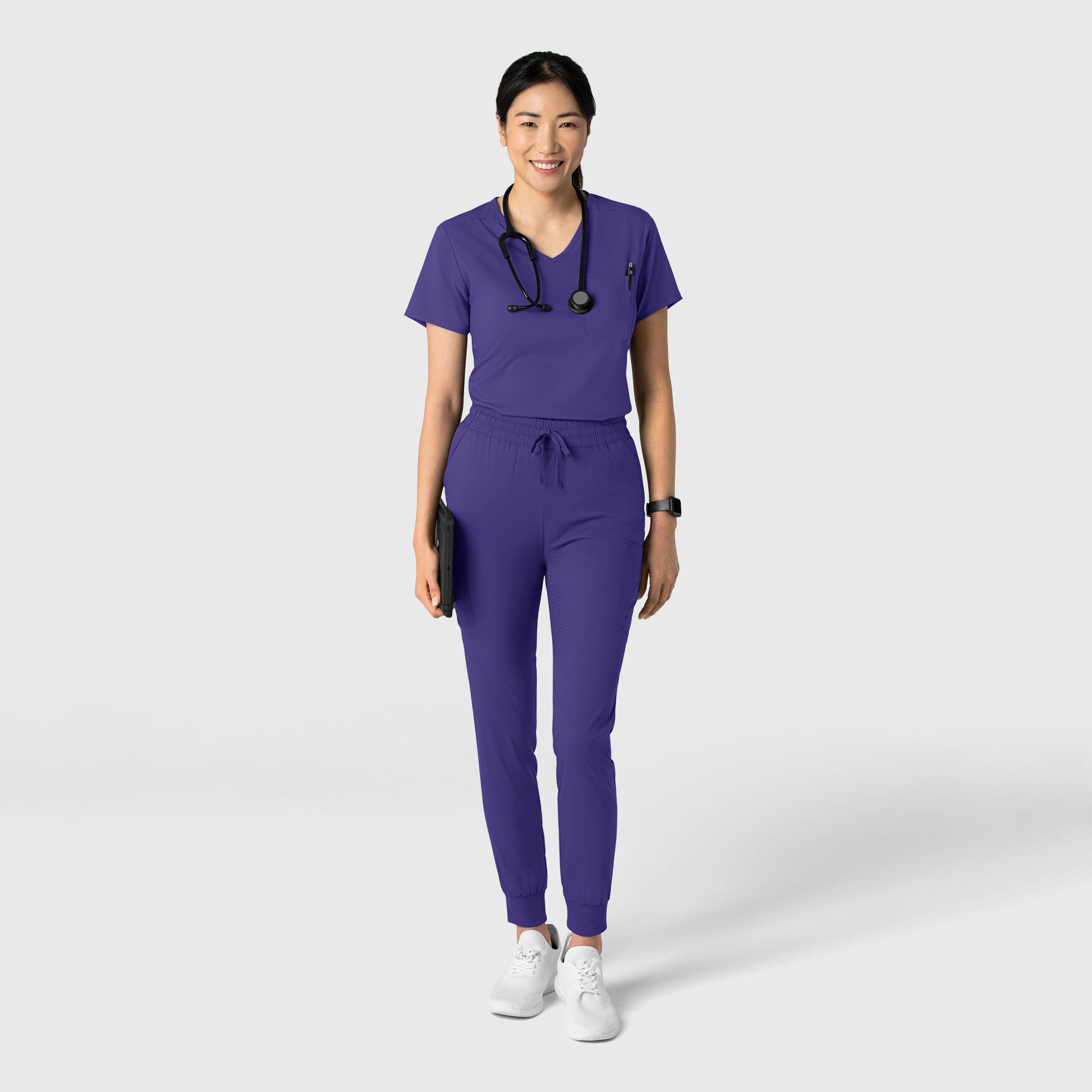 Boundless 6151 Tuck-In Scrub Top Grape Model Image Alternate | Wink