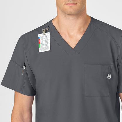 W123 6355 Men's V-Neck Scrub Top Pewter Model Image Alternate | Wink