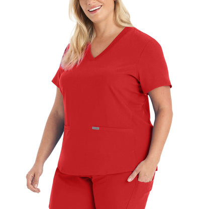 Forward LT100 Women's 3 Pocket V Neck Scrub Top Red Image