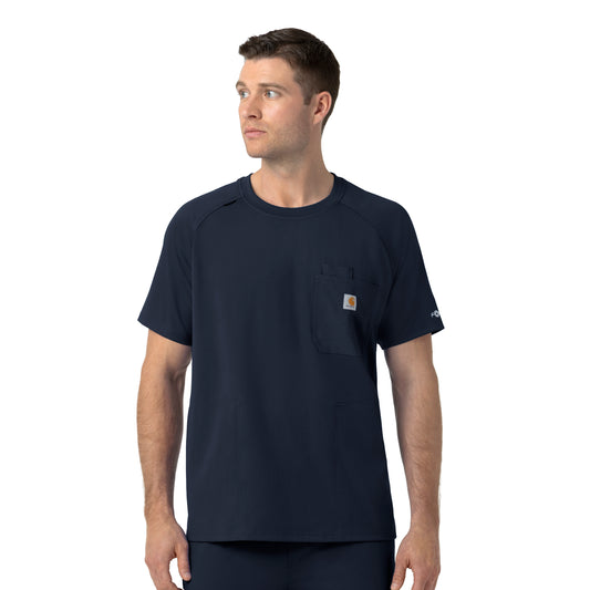 Force Cross-Flex C16190 Knit Men's Crew Neck Scrub Top Navy