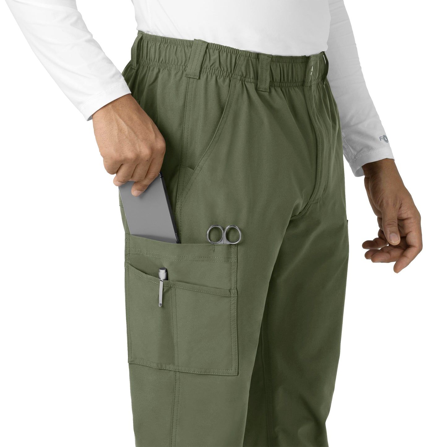 Force Essentials C56113 Men's Straight Leg Cargo Scrub Pants Olive Model Image Alternate | Carhartt