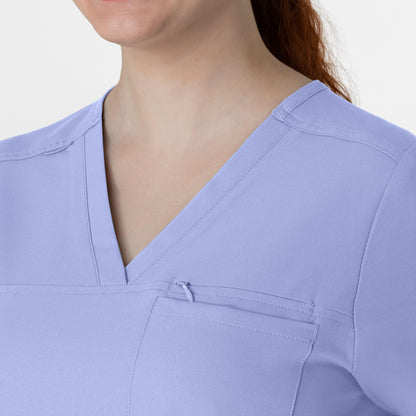 Thrive 6222 V-Neck Tuck-In Scrub Top Ceil Blue Model Image Left Side | Wink