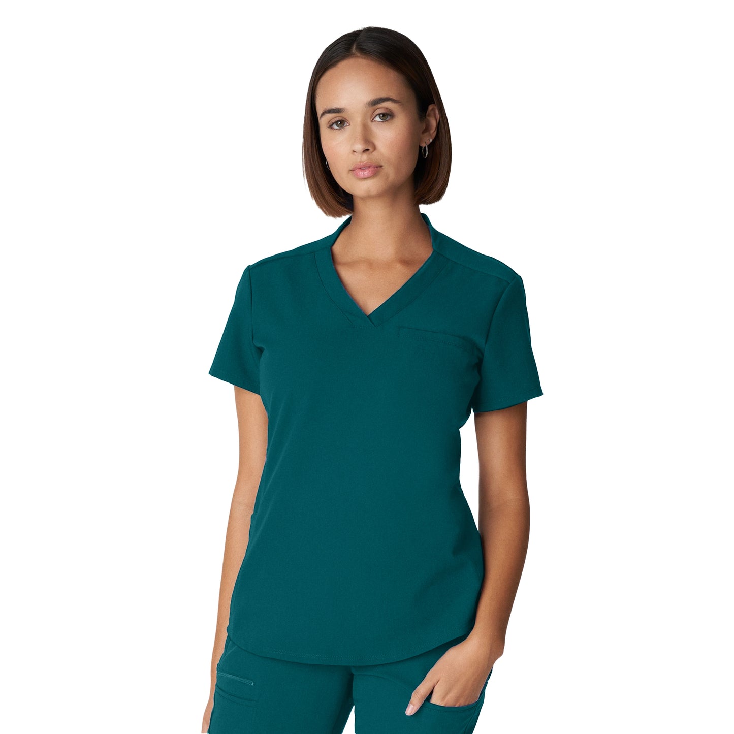 V-Tess WT110 Women's 2 Pocket V Neck Scrub Top Caribbean Image