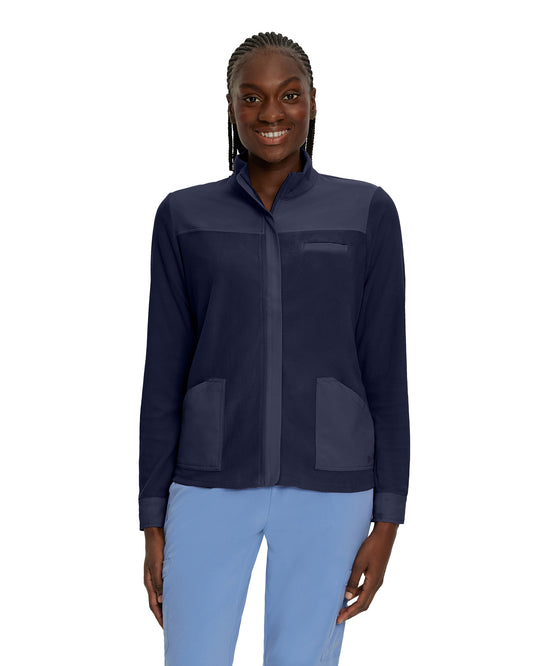 FIT 456 FIT Women's 3 Pocket Warm Up Scrub Jacket Navy Image