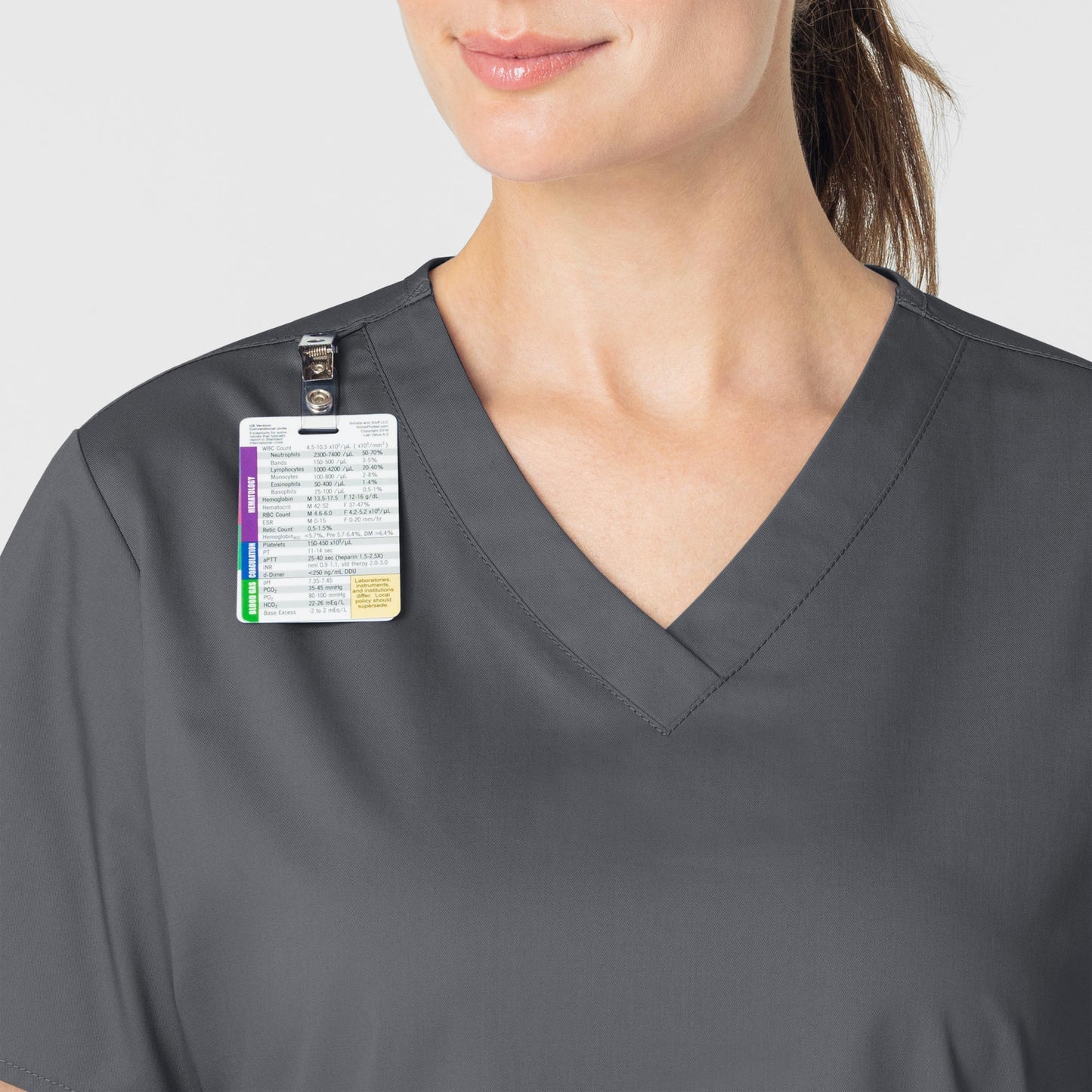 WonderWORK 101 V-Neck Scrub Top Pewter Model Image Alternate | Wink