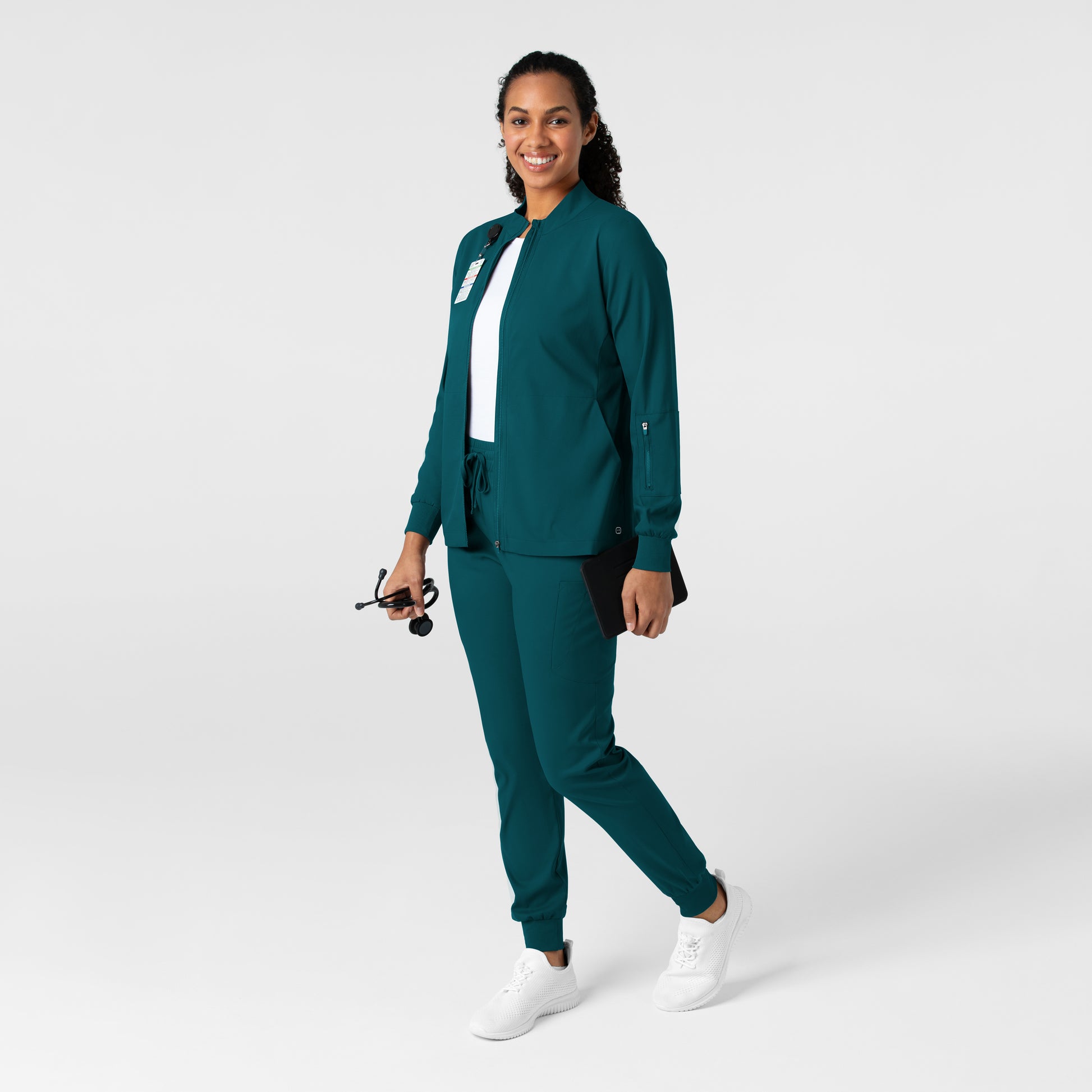 Boundless 8151 Warm Up Scrub Jacket Caribbean Model Image Alternate | Wink