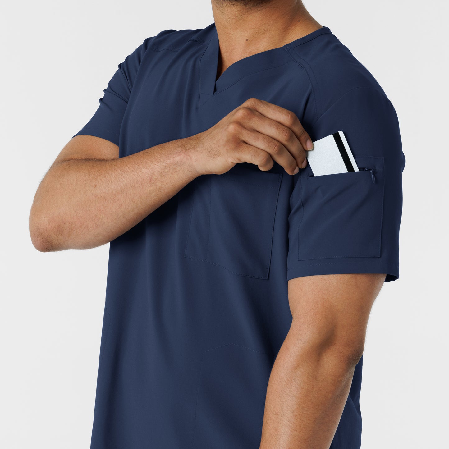 RENEW 6834 Men's V-Neck 5 Pocket Scrub Top Navy Model Image Alternate | Wink