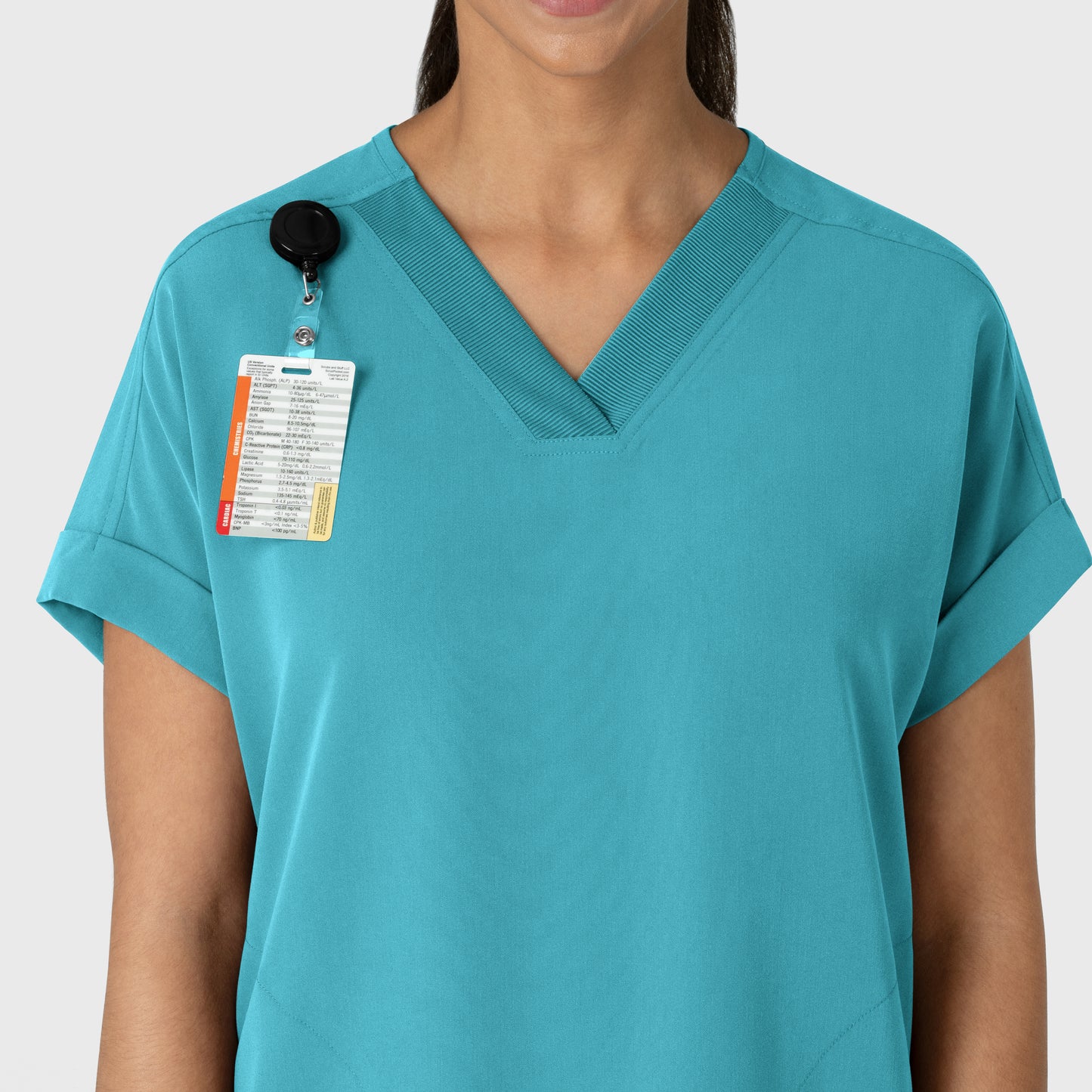 Nova 6232 Drop Shoulder Boxy Scrub Top Teal Blue Model Image Alternate | Wink