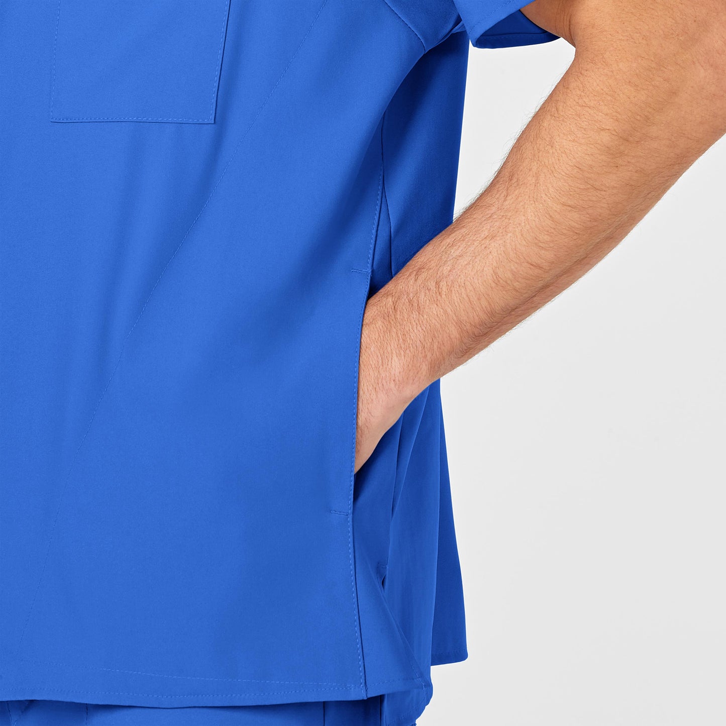 W123 6355 Men's V-Neck Scrub Top Royal Model Image Alternate | Wink