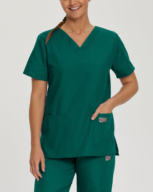 Scrub Zone 70221 Women's 3 Pocket V Neck Scrub Top Hunter Image