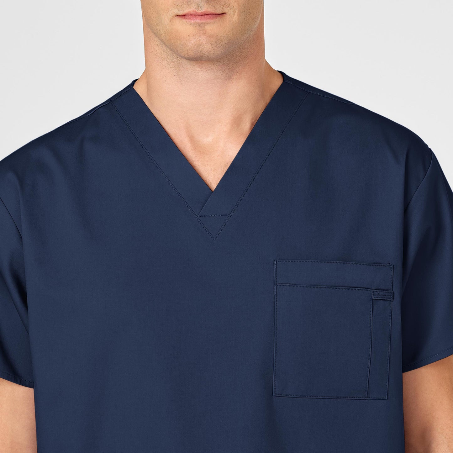 WonderWORK 100 Unisex V-Neck Scrub Top Navy Model Image Alternate | Wink