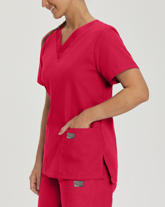 Scrub Zone 70221 Women's 3 Pocket V Neck Scrub Top Red Image