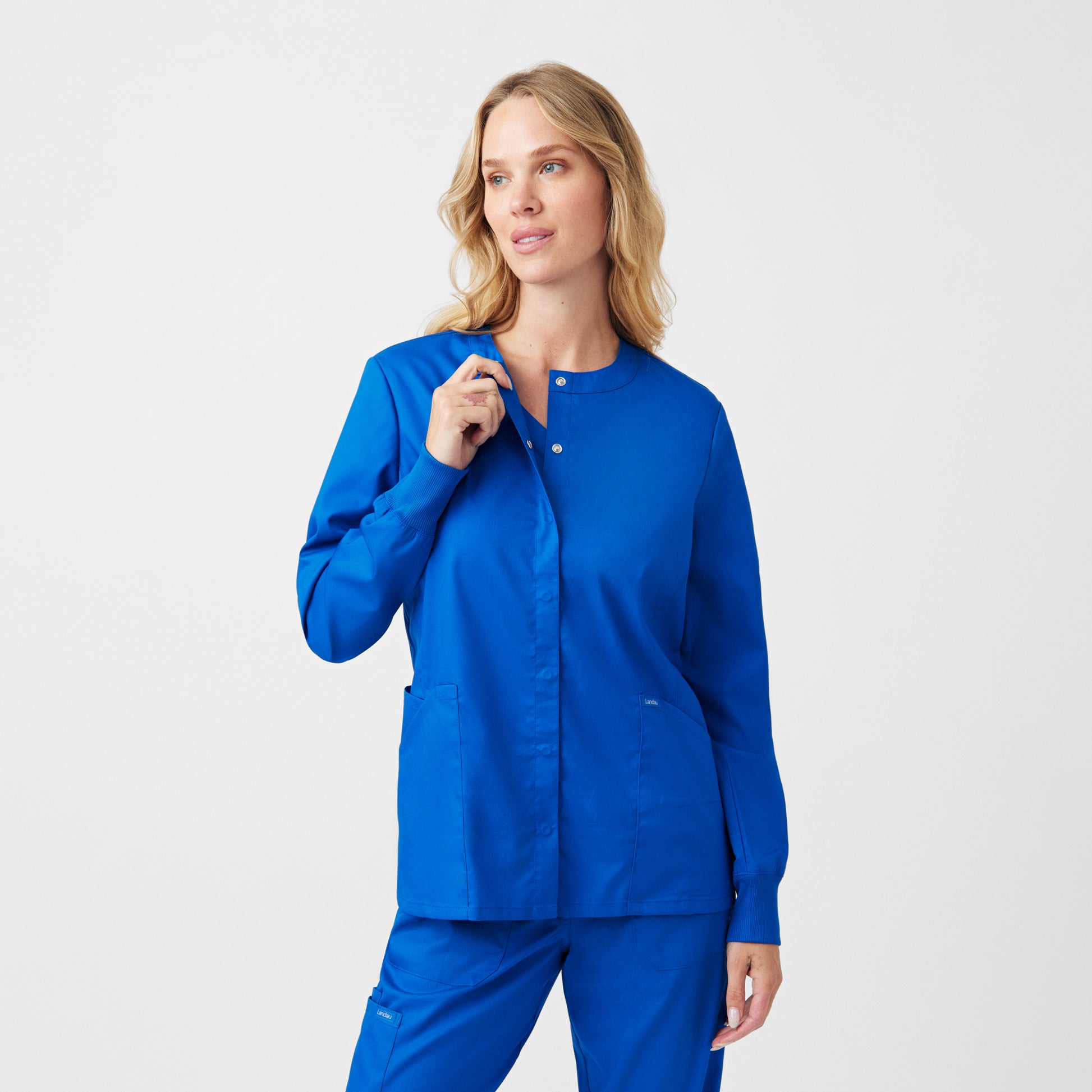 ProFlex LJ706 Women's 3 Pocket Scrub Jacket Royal Image