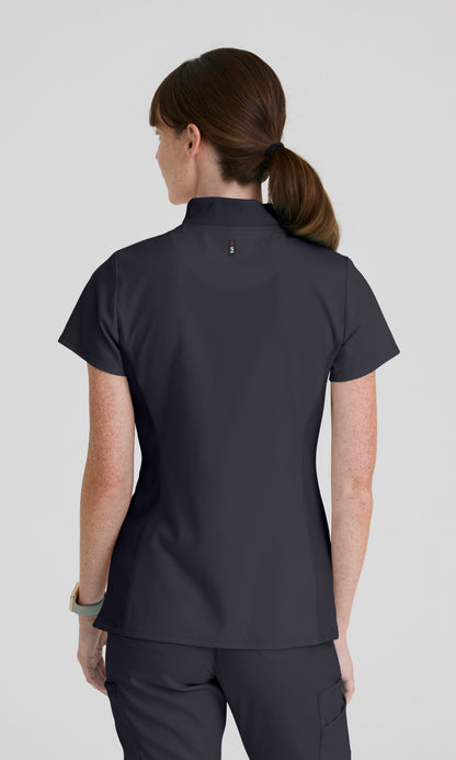 Greys Anatomy Spandex Stretch GRST292 Women's Kristi Top in Steel by Barco Model Image Back