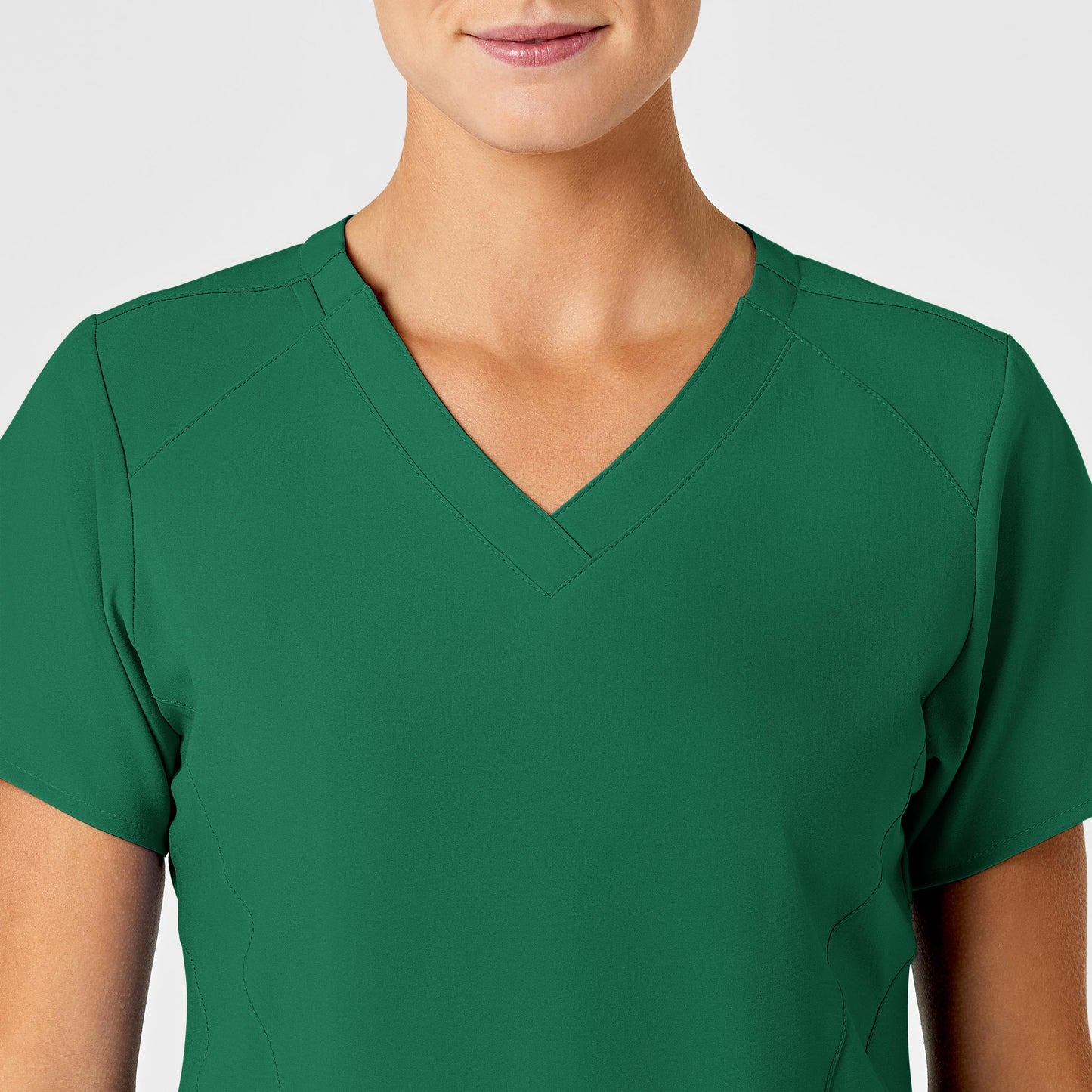 W123 6155 Stylized V-Neck Scrub Top Hunter Model Image Alternate | Wink