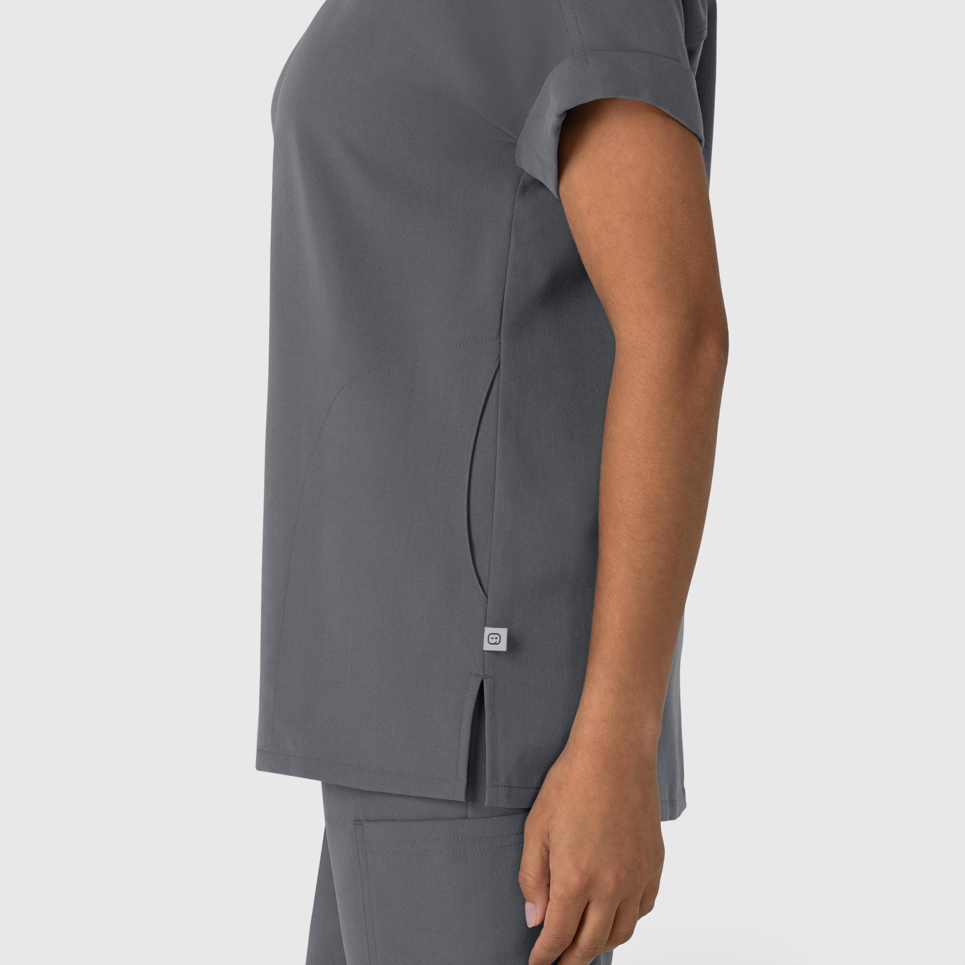 Nova 6232 Drop Shoulder Boxy Scrub Top Pewter Model Image Alternate | Wink