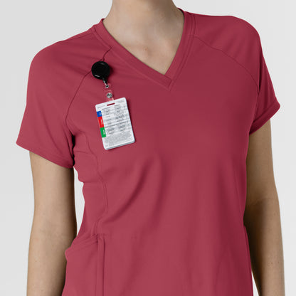 RENEW Knit 6259 Women's Flex-n-Reach V-Neck Raglan Scrub Top Ruby