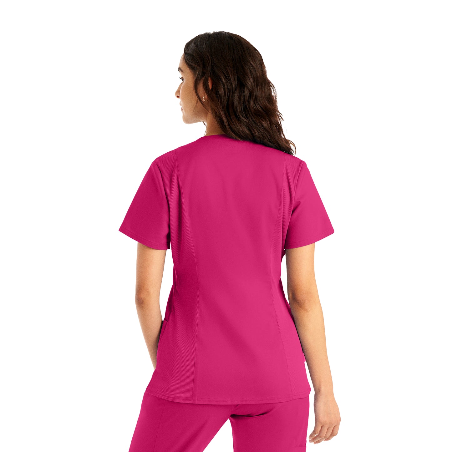 ProFlex LT105 Women's 3 Pocket V Neck Scrub Top Bright Rose Image