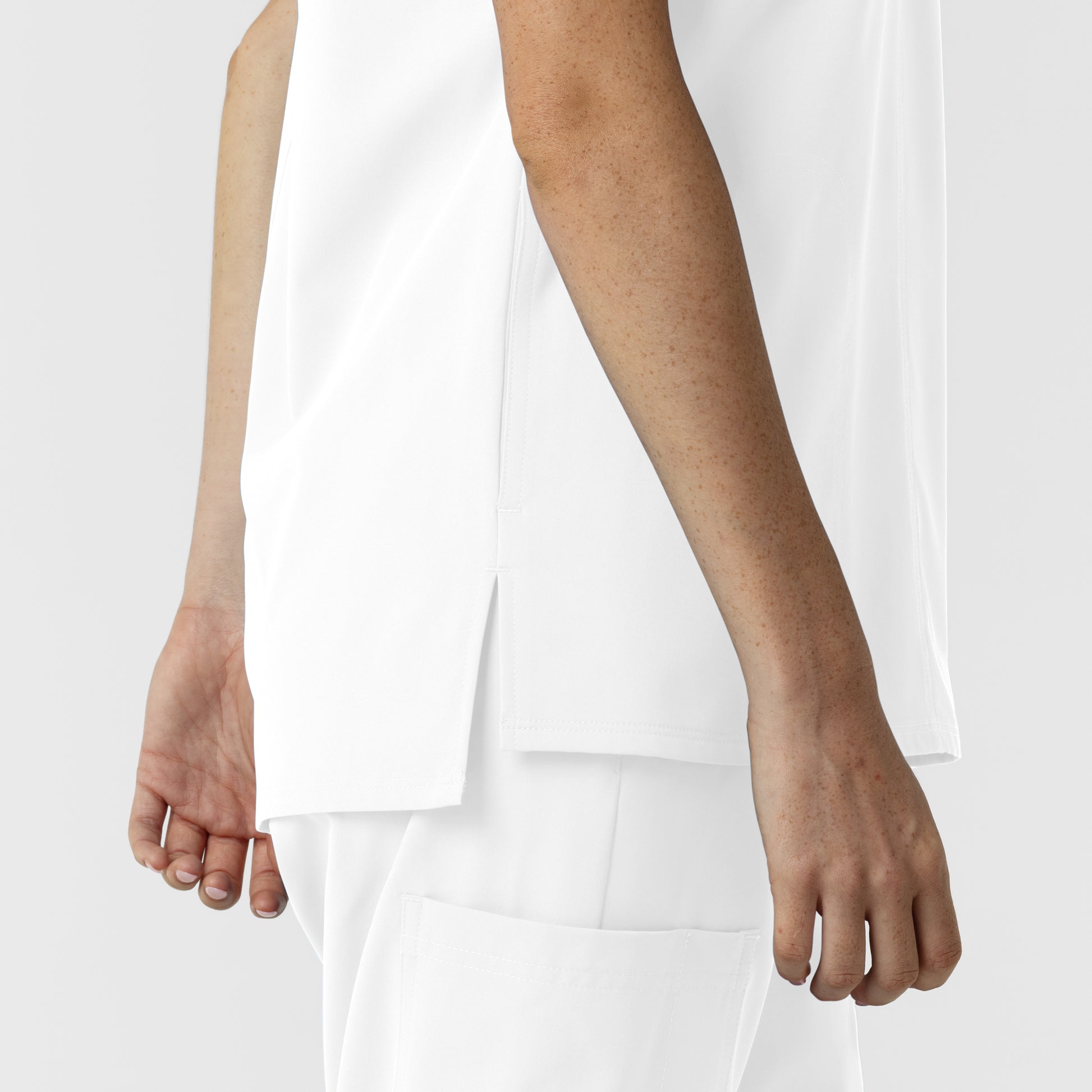 NURTUR 6280 Women's Drop Shoulder Tunic Scrub Top White