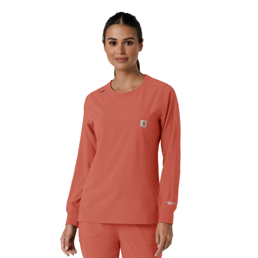 Force Cross-Flex C13610 Women's Crew Neck Long Sleeve Scrub Top Dusty Cedar