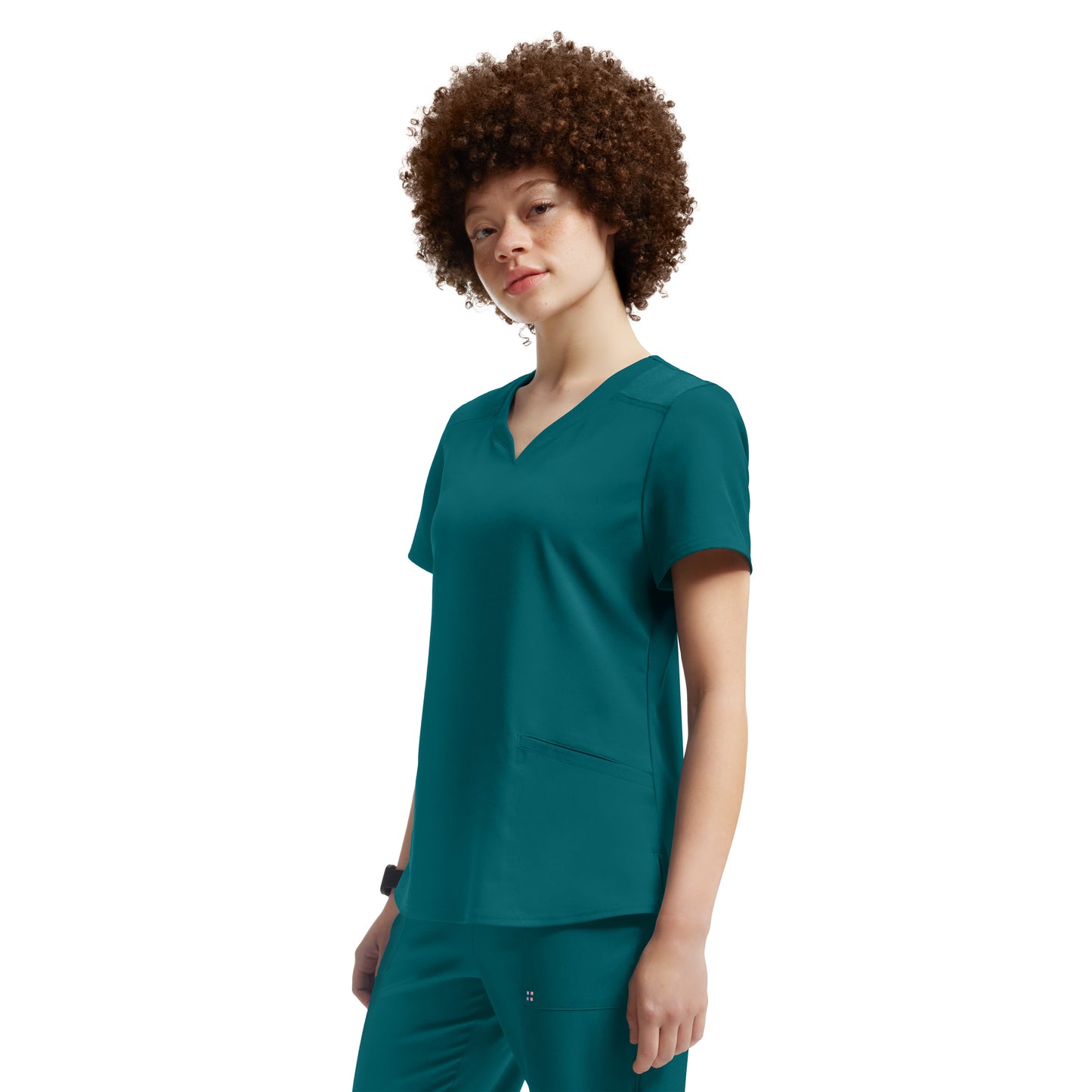 VIBE WT121 Women's 3 Pocket V Neck Scrub Top Caribbean Image