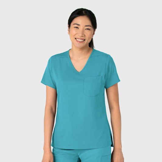 Boundless 6151 Tuck-In Scrub Top Teal Model Image Right Side | Wink