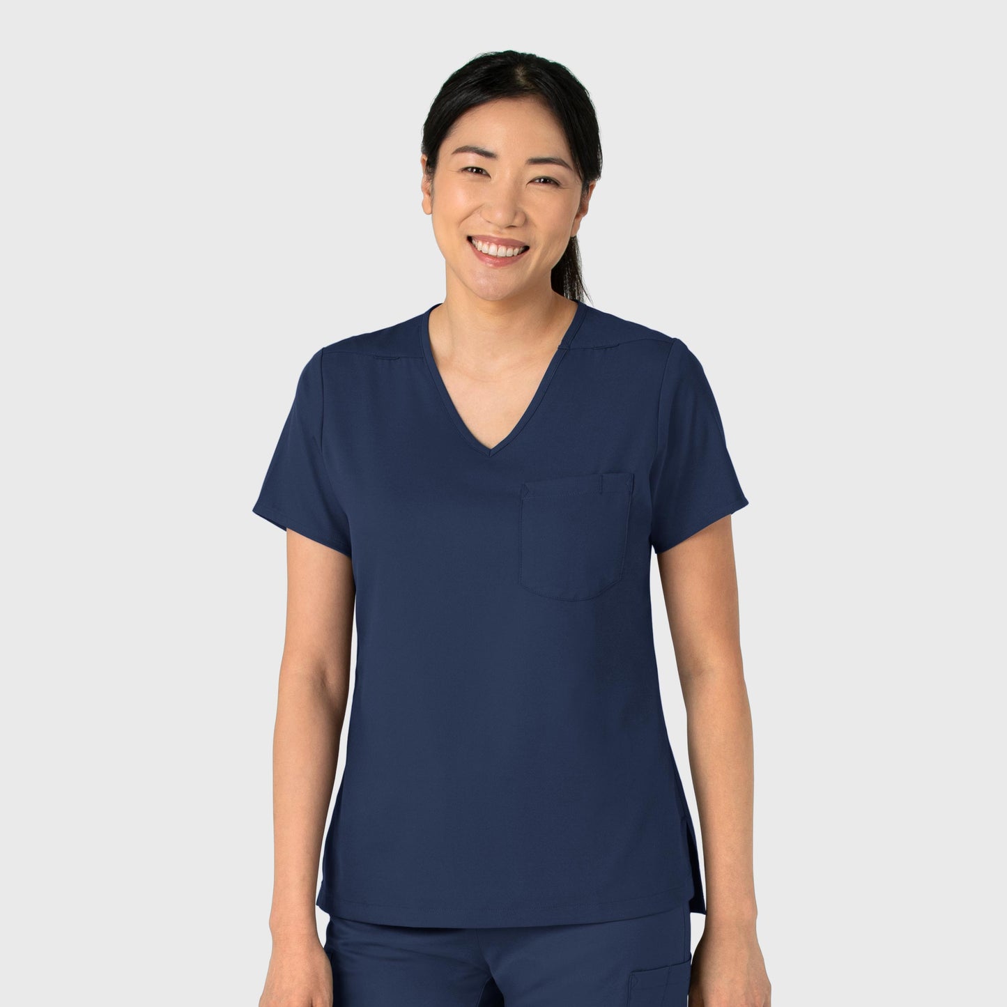 Boundless 6151 Tuck-In Scrub Top Navy Model Image Right Side | Wink